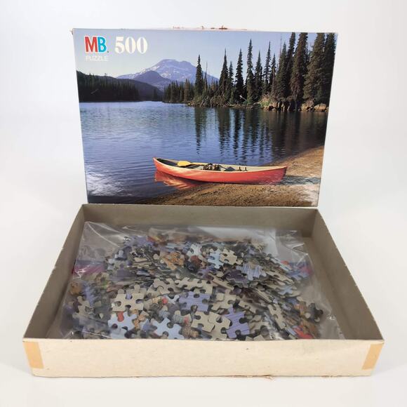 MB Milton Bradley 500 Fully Interlocking Piece Sparks Lake, OR Jigsaw Puzzle GUC - Picture 10 of 10